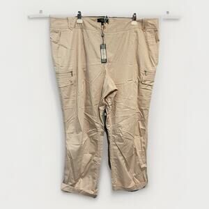 Talbots Signature Women's Size 24W Beige Khaki Cargo Pants High Rise Cropped